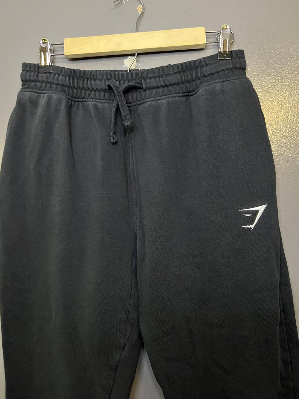 Gymshark Sweatpants Mens Small Black Fleece Jogger Pants Cuffed Athletic